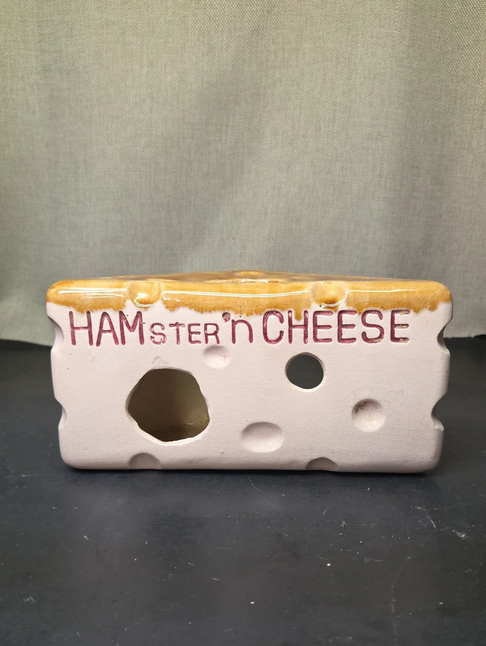 Vtg HAMster 'n Cheese Ceramic Swiss Cheese Wedge Kitsch Decor 1991